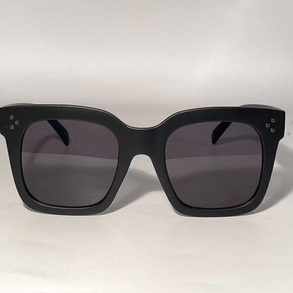 0630 Matt Black Oversized Square Sunglasses UV400 New